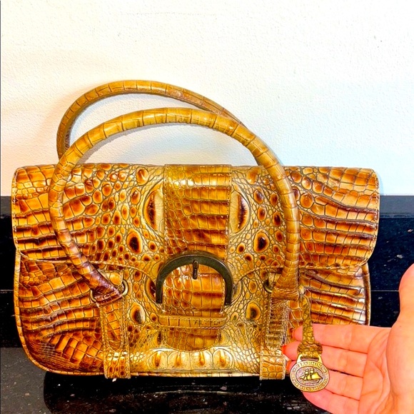 Brahmin Handbags - Brahmin Brown Crocodile-Embossed Satchel